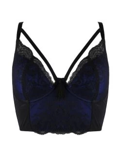 16100 Pour Moi Sensation Lightly Padded Underwired Longline Bra - 16100 Black/Cobalt