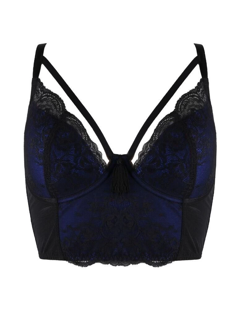 16100 Pour Moi Sensation Lightly Padded Underwired Longline Bra - 16100 Black/Cobalt