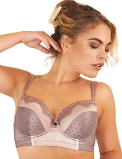 TL047 Tallulah Love Vintage Doll Padded Bra - TL047 Brown/Grey Mauve
