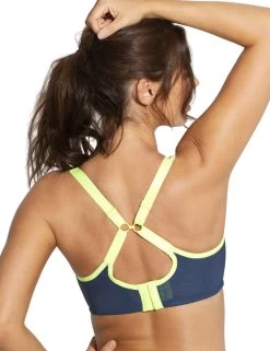 97002 Pour Moi Energy Reach Padded Sports Bra - 97002 Pewter/ Neon Yellow