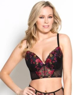17901 Gossard VIP Bouquet Longline Plunge Bra - 17901 Black/Red