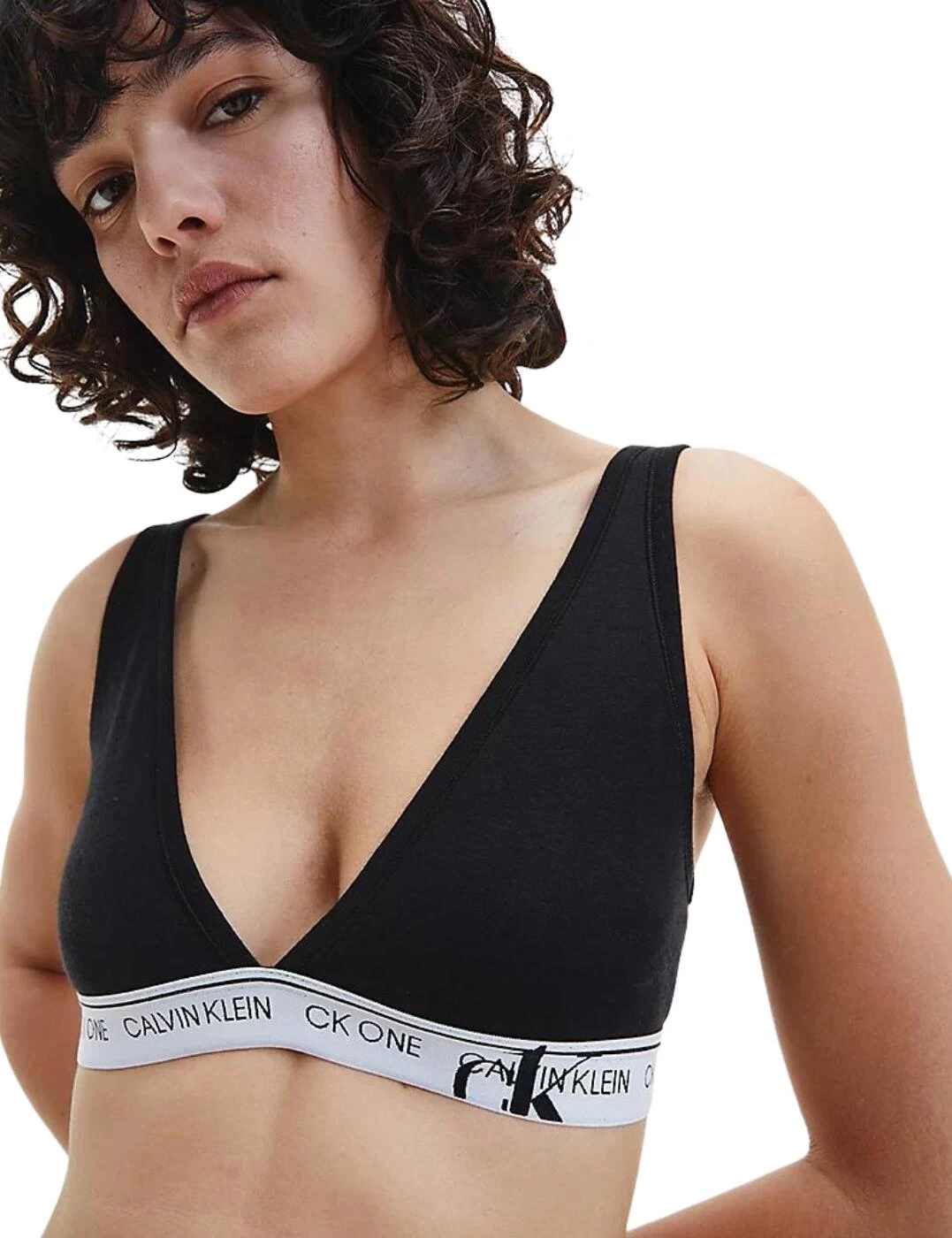 000QF6763E Calvin Klein CK One Triangle Bra - 000QF6763E Faded Black - Image 4