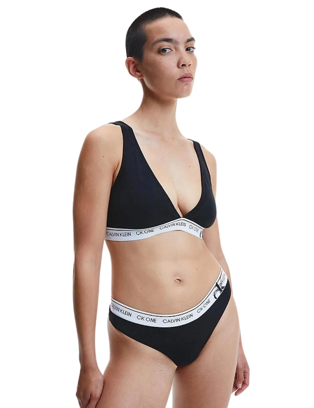 000QF6763E Calvin Klein CK One Triangle Bra - 000QF6763E Faded Black - Image 8