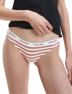 000QD3588E Calvin Klein Carousel Bikini Brief 3 Pack - 000QD3588E Blue/White Rainer Stripe Sandalwood